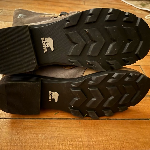 SOREL, Emelie lace up Combat brown leather waterproof boots faux fur 8.5 - Picture 3 of 7